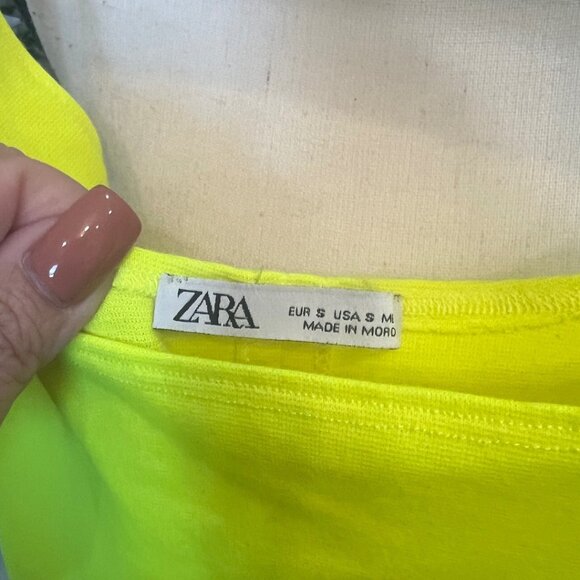 Zara Neon Yellow Bodycon Midi Pencil Dress S - Picture 3 of 6